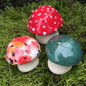 Three hand crafted ceramic toadstools Fabulous Fungi by Fabulousfungi- T402
