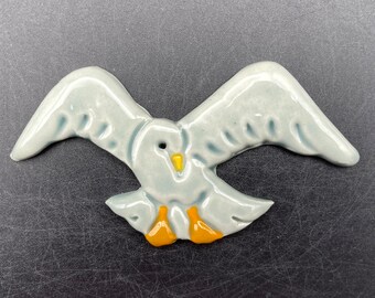 Ceramic mosaic seagull. Porcelain sea gull tile. Mosaic bird tile by Fabulousfungi. SG 4