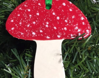 Ceramic mushroom ornament - listing is for one  handmade ornament