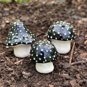 Fairy mushrooms -Small fabulous fungi. Three hand crafted ceramic toadstools by Fabulousfungi - T541