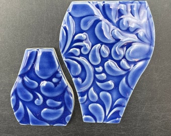 Two ceramic vase tiles, one large, one small vase tile, handmade by Fabulousfungi.