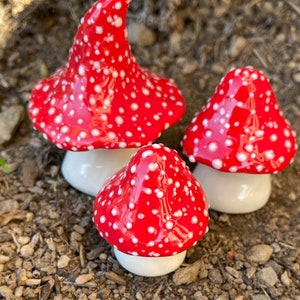 Fabulous Fungi, Three hand crafted ceramic toadstools by Fabulousfungi- T592