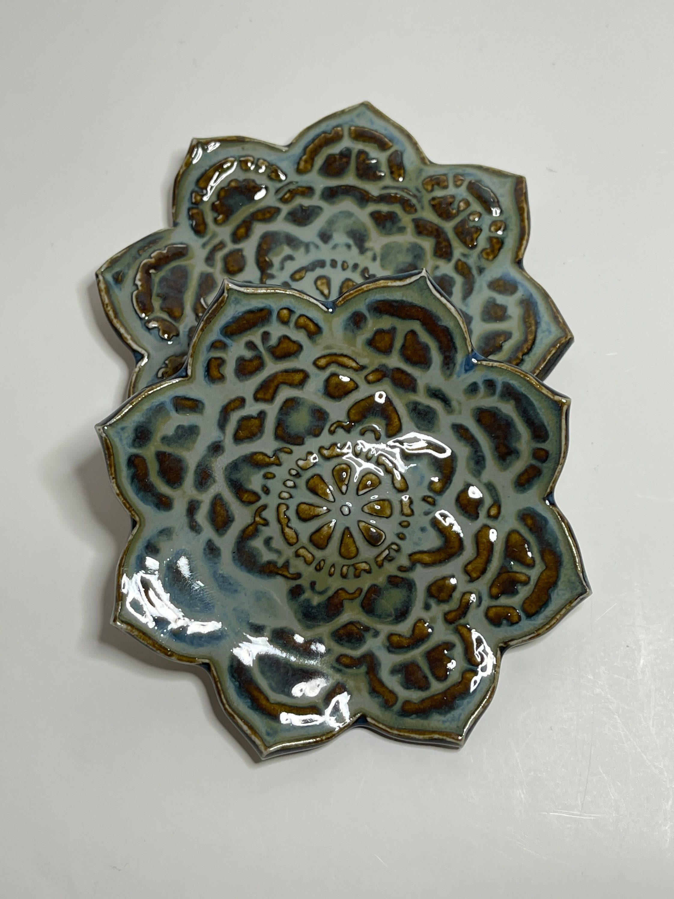 Ceramic lotus flower plates. Set of two handmade ceramic Etsy