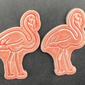 Ceramic mosaic flamingo tile. Handmade tropical bird flamingo  tile by Fabulousfungi. F 2