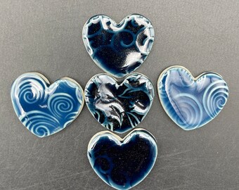 Mosaic hearts, set of 5 ceramic hearts, heart tiles handmade by Fabulousfungi H 5