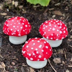 Fairy mushrooms -Small fabulous fungi. Three hand crafted ceramic toadstools by Fabulousfungi - T521