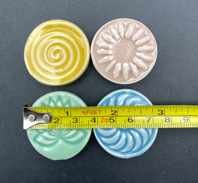 Pastel colored magnets, set of four handmade ceramic fridge magnets with neodymium magnets by Fabulousfungi image 9
