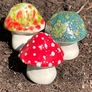 Fairy mushrooms -Three hand crafted ceramic toadstools, Fabulous Fungi - T553