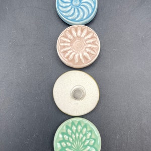 Pastel colored magnets, set of four handmade ceramic fridge magnets with neodymium magnets by Fabulousfungi image 3