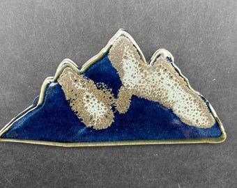 Ceramic mosaic mountain range tile. One handmade mountain tile by Fabulousfungi. 20