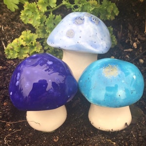 Fairy mushrooms by Fabulousfungi -Three hand crafted ceramic toadstools - T383