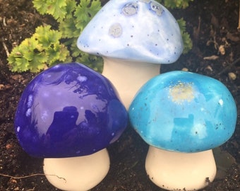 Fairy mushrooms by Fabulousfungi -Three hand crafted ceramic toadstools - T383