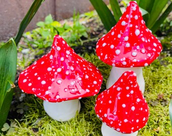 Three beautiful handmade ceramic toadstools Fabulous Fungi by Fabulousfungi-  T416