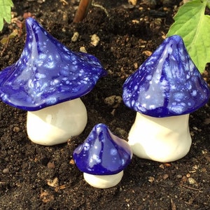 Three beautiful handmade ceramic toadstools, Fabulous Fungi-  T343