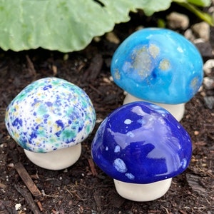 Fairy mushrooms by Fabulousfungi -Three hand crafted ceramic toadstools - T478 Fabulous Fungi. Mushroomcore, Cottagecore,