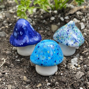 Fairy mushrooms -Three hand crafted ceramic toadstools, Fabulousfungi - T429