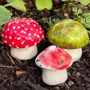 Three hand crafted ceramic toadstools Fabulous Fungi by Fabulousfungi- T489