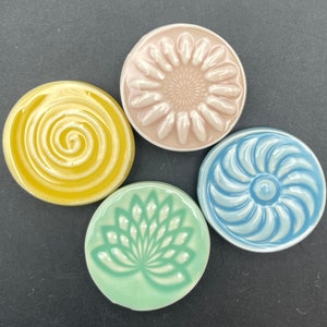 Pastel colored magnets, set of four handmade ceramic fridge magnets with neodymium magnets by Fabulousfungi image 10