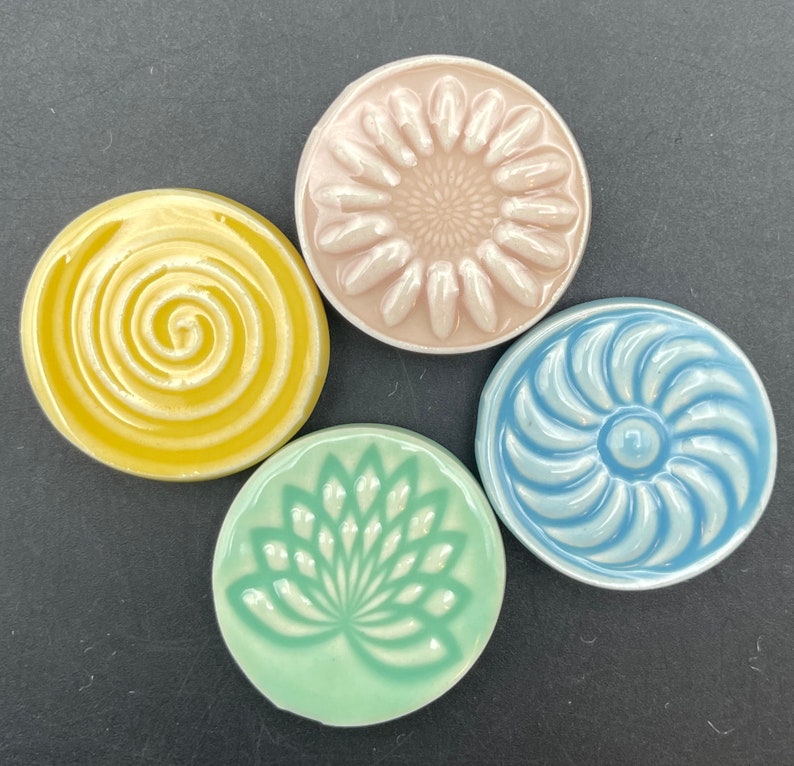 Pastel colored magnets, set of four handmade ceramic fridge magnets with neodymium magnets by Fabulousfungi image 10