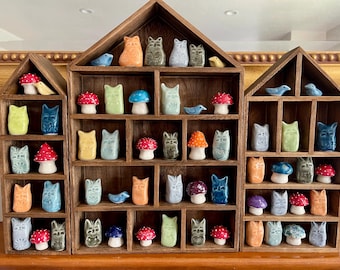 Mascota de bolsillo, gatito de cerámica, estatua de gato de cerámica, figurita de gatito para terrario, pequeña estatua de hongo o pájaro; mascotas de bolsillo de Fabulousfungi