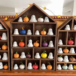 Mini Ceramic Pumpkin or Ghost, Fall decoration, halloween or thanksgiving decor. One tiny handmade pumpkin or ghost by Fabulousfungi.