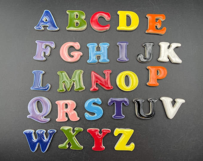 Bright Colorful Glazed Ceramic Letter Tiles 2 1/4 for Mosaics - Etsy