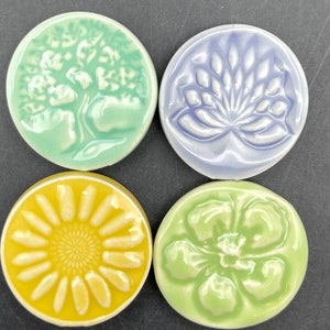 Pastel colored magnets, set of four handmade ceramic fridge magnets with neodymium magnets by Fabulousfungi image 2