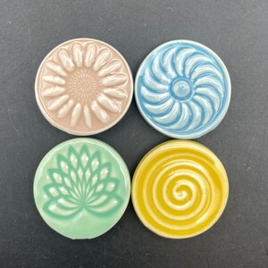 Pastel colored magnets, set of four handmade ceramic fridge magnets with neodymium magnets by Fabulousfungi image 1