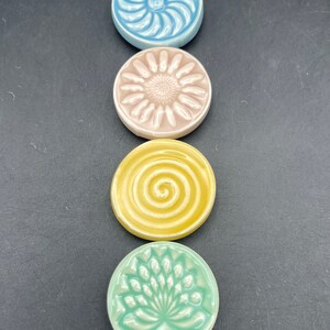 Pastel colored magnets, set of four handmade ceramic fridge magnets with neodymium magnets by Fabulousfungi image 2