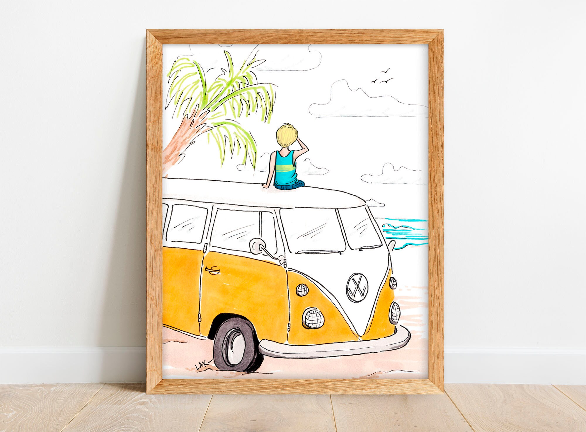 VW Bus Vintage Wall Art Poster Retro theme Wall Decor Vintage Etsy