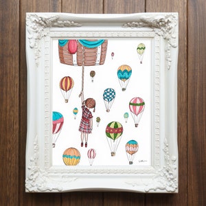 Hot Air Balloon Wall Art Print for Girl&rsquo;s Room Custom Art - Etsy