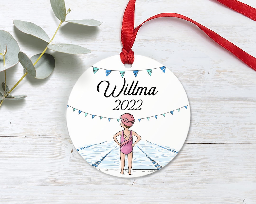 Girl Swimmer Ornament Custom Ceramic Ornament Christmas Gift for