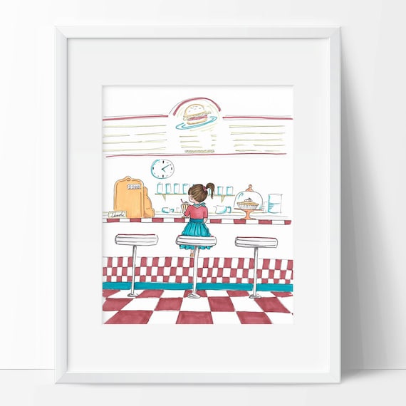 Retro Wall Art Print For Kitchen Diner Wall Decor 50 S Etsy