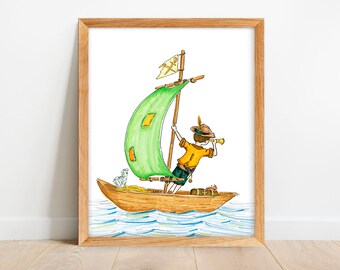 Boy's Room Wall Art Pirate Adventure Wall Decor Art for Boy's Room Playroom Artwork Green 8x10 11x14 Nautical Boy Baby Shower gift for boy