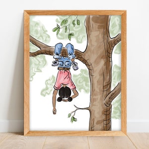 Black Girl in Tree Print - Art For Black Girls Room - Girls of Color Outside - African American Girl in Nature - Black Teen Climbing Tree