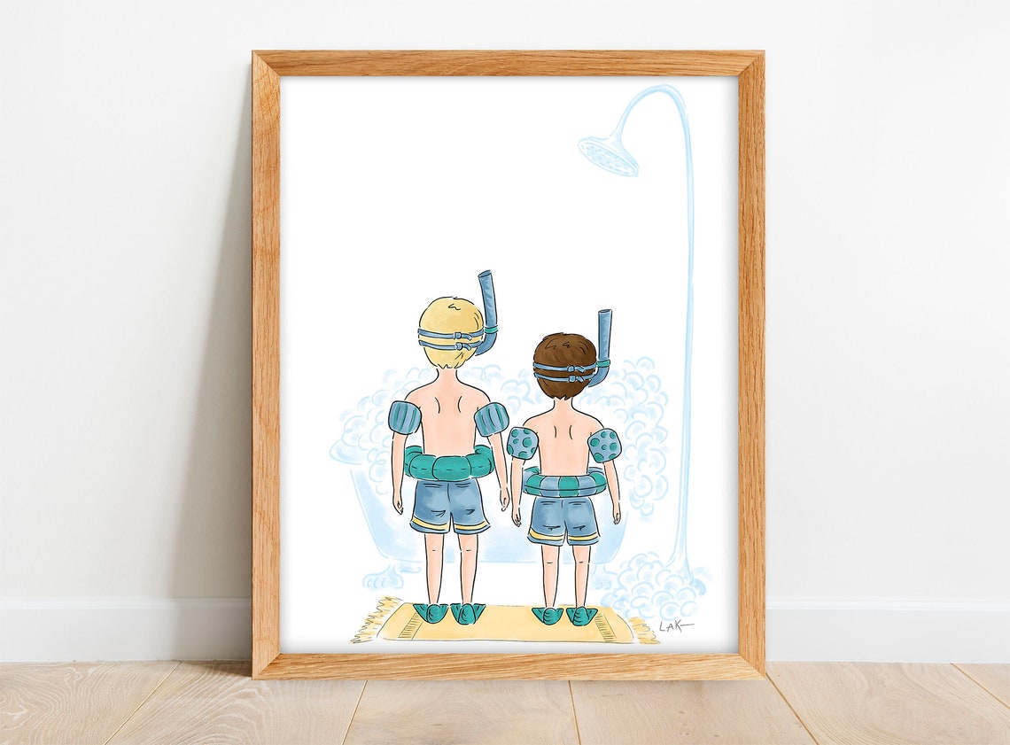 Brothers Bathroom Art Boys Bathroom Art Print Art for Kids | Etsy