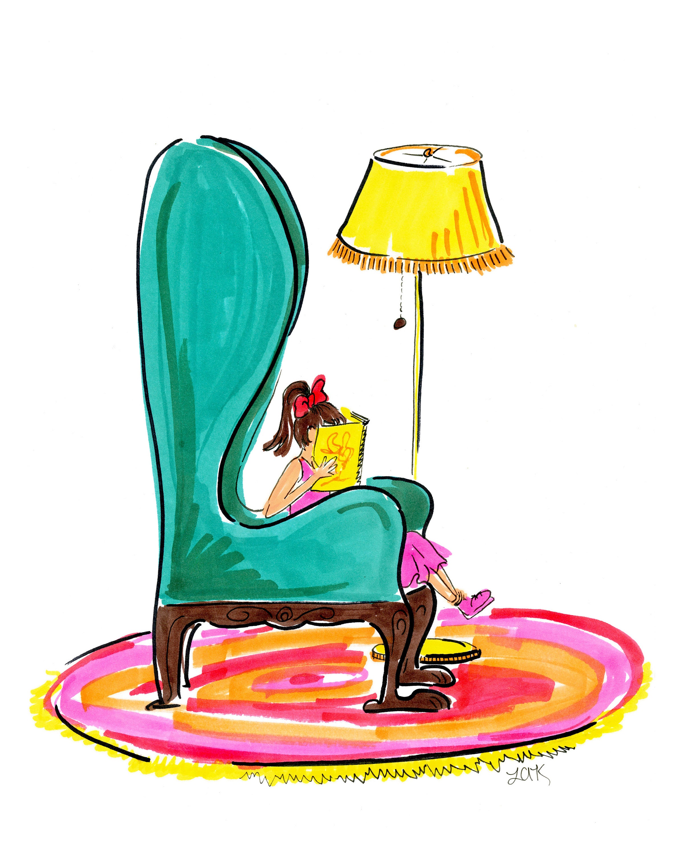 Girl Reading 8x10 Wall Art for Girl's Room Book Etsy