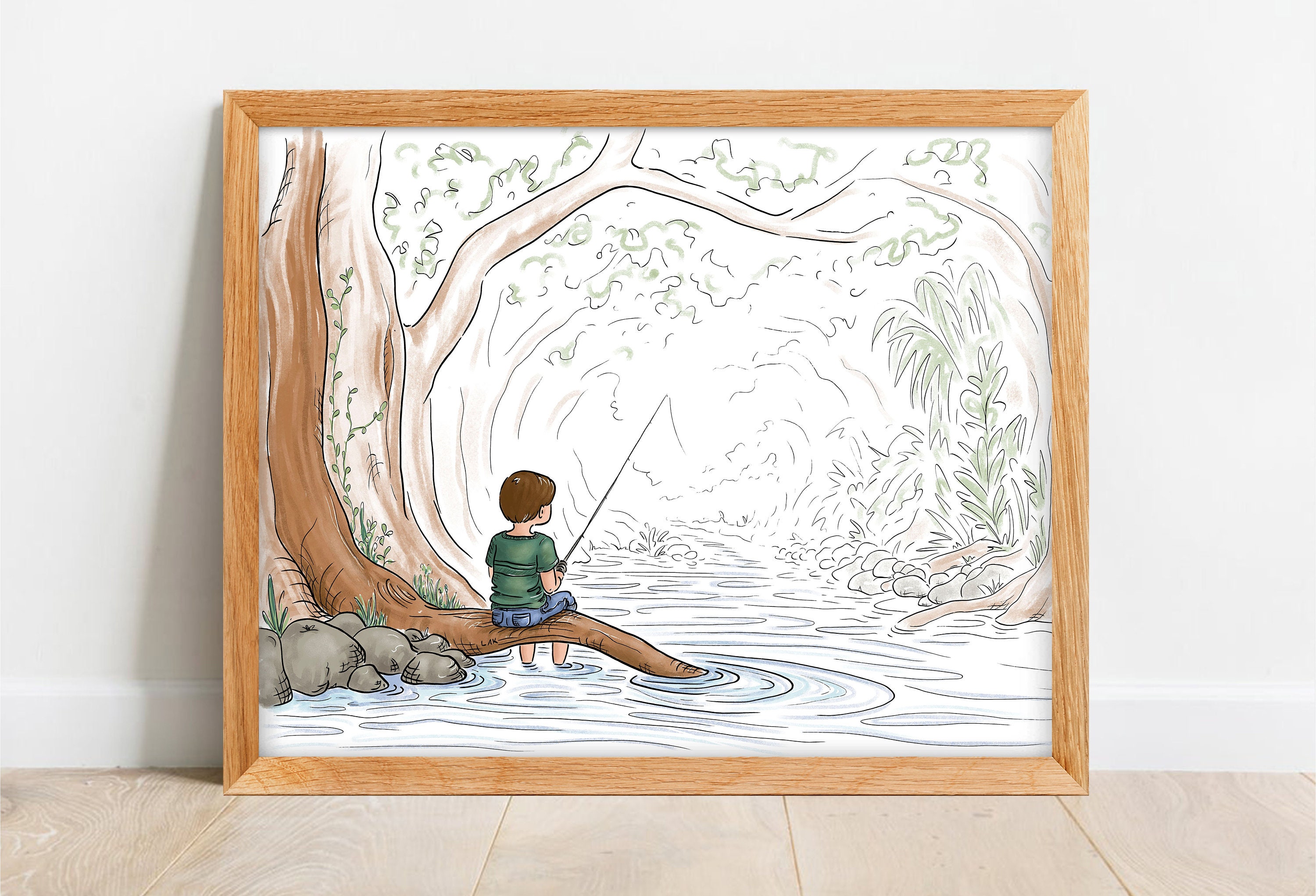 Boy Fishing Painting 