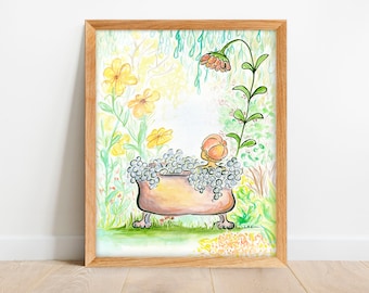 Boho Bathroom Wall Art - Botanical Print - Boho Bathroom Decor - Bathroom Artwork - Boho Bathroom Artwork - Bathroom Drawing - Nature Print