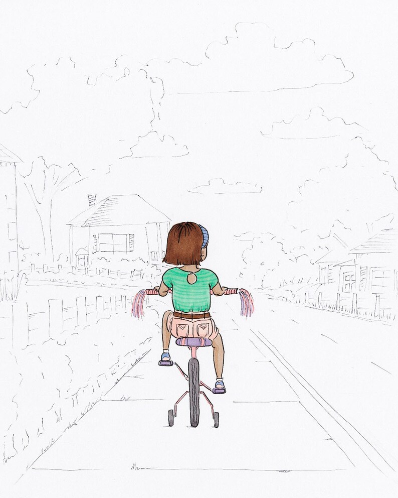 Artwork for Girl's Room Girl Riding Bike Bicycle Girl Etsy