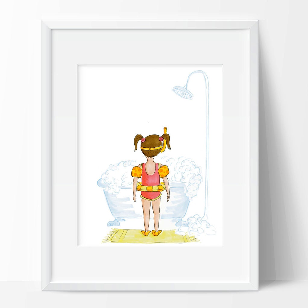 Girl in Bathtub Wall Art for Bathroom Washroom Wall Art Etsy