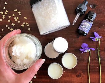 DIY Spa Kit -- Bath Salts, Lip Balm, Sugar Scrub