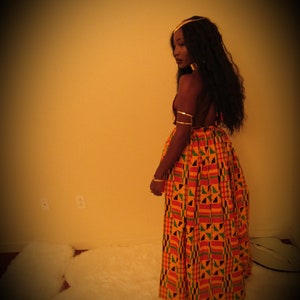 ASHANTI Kente High-Low Deep V Neck Dress
