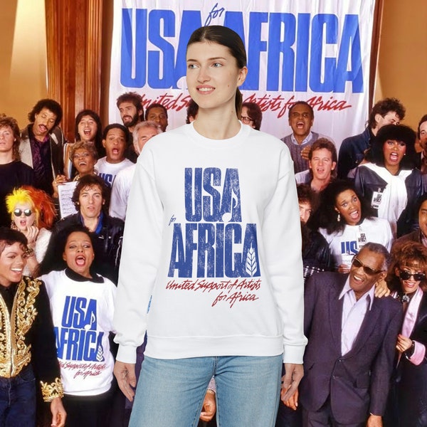 Vintage USA for AFRICA We Are the World Greatest Night in Pop 80s Retro Sweatshirt Jumper as seen on Netflix