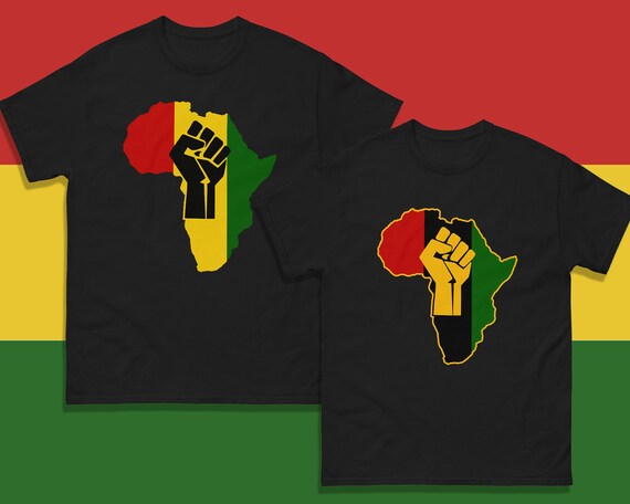 Classic Retro Africa Black Fist T-shirt - Unisex Black Diaspora 