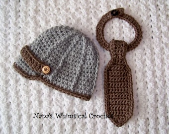 Dapper Darlin Newsboy hat and Necktie pattern