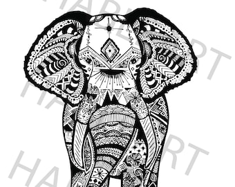 Zentangle Inspired Elephant Printable Wall Art