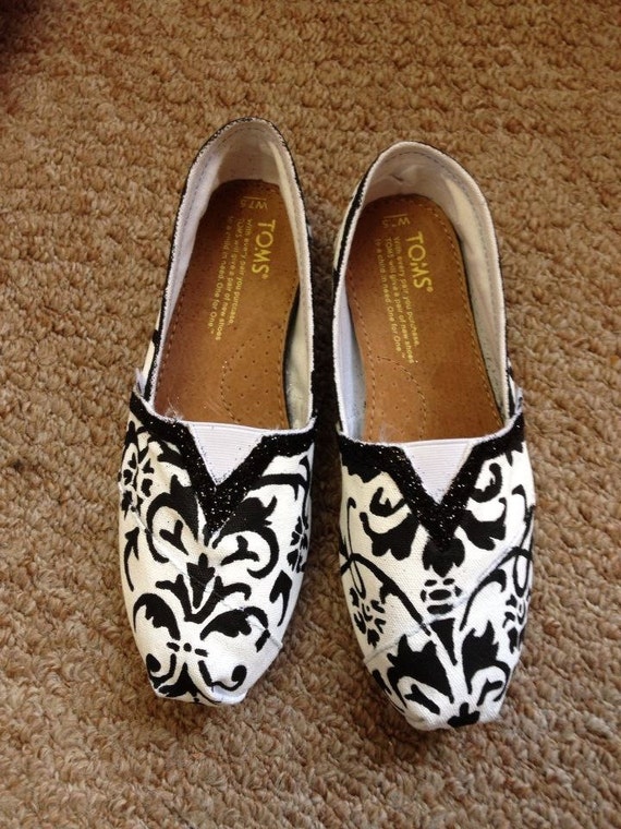 Items similar to Custom TOMS - Black and White on Etsy
