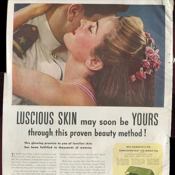 Palmolive Complexion Soap Luscious Skin May Soon Be Yours Through This Beauty Method WWII 1942 Antique Vintage Advertisement