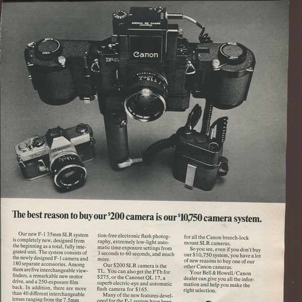 Canon Bell & Howell Cameras The Best Reason To Buy Our Camera Is Our Camera System 1971 Vintage Antique Advertisement